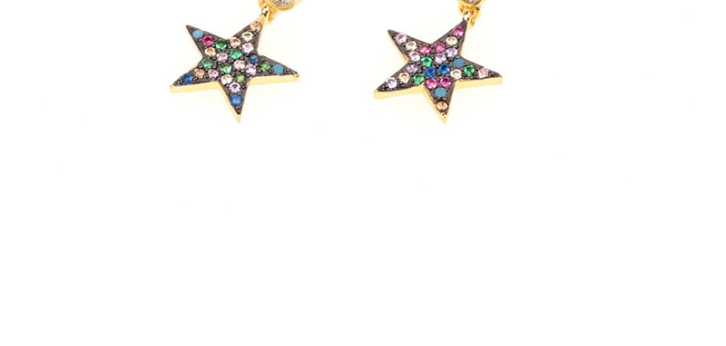 Fashion Color Pentagram Zircon Earrings,Earrings