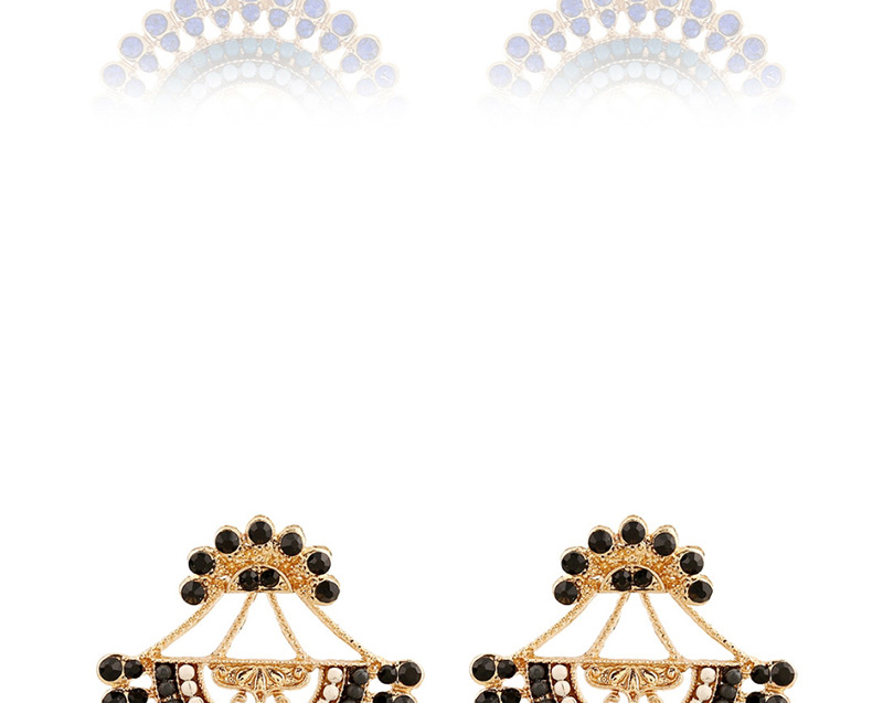 Fashion Royal Blue Beaded Diamond Cutout Earrings,Stud Earrings