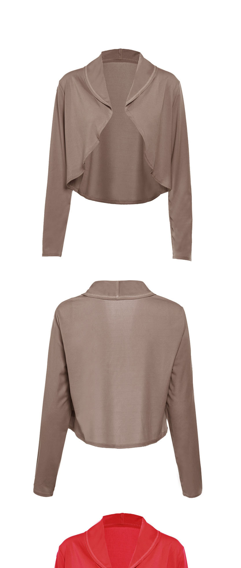 Fashion Black Solid Color Lapel Cut-off Cardigan,Sunscreen Shirts