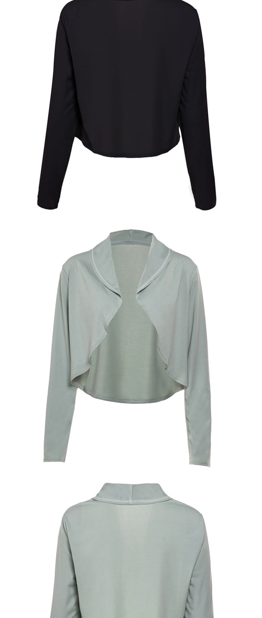 Fashion Gray Solid Color Lapel Cut-off Cardigan,Sunscreen Shirts
