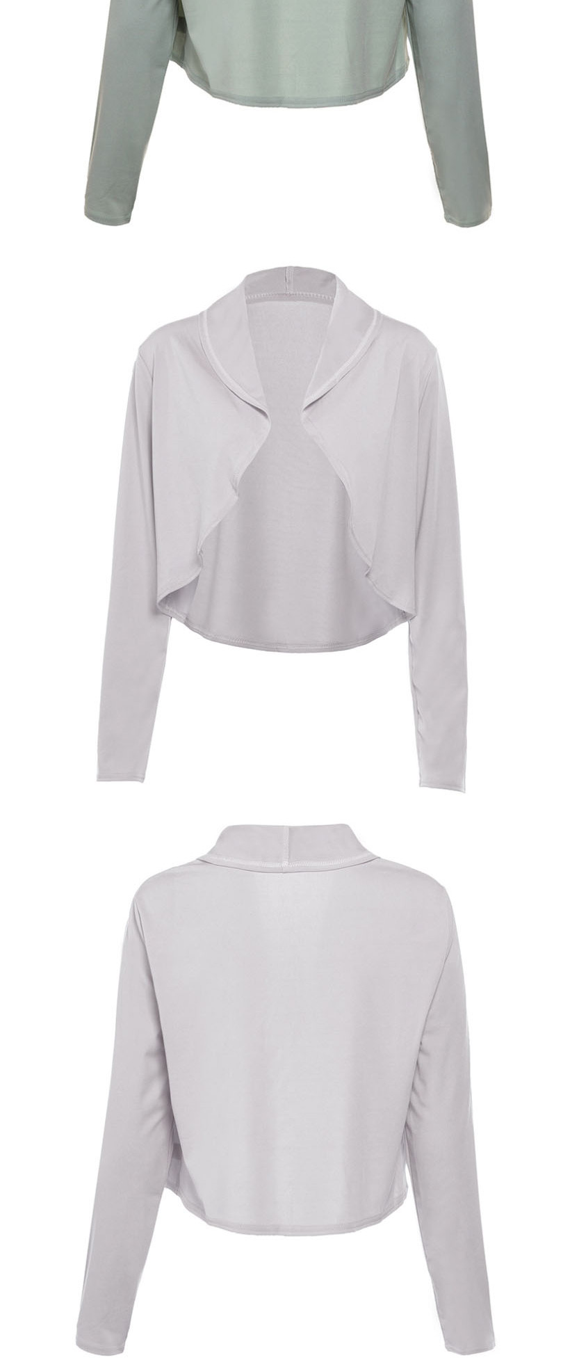 Fashion Gray Solid Color Lapel Cut-off Cardigan,Sunscreen Shirts