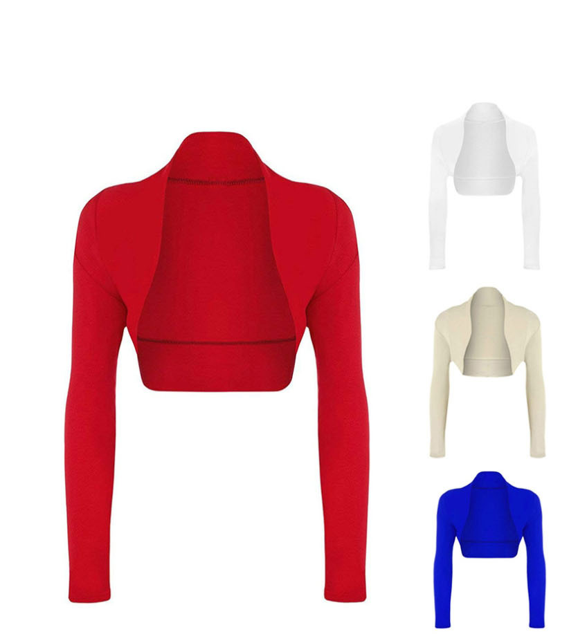 Fashion Red Solid Color Cut Shoulder Cardigan,Sunscreen Shirts