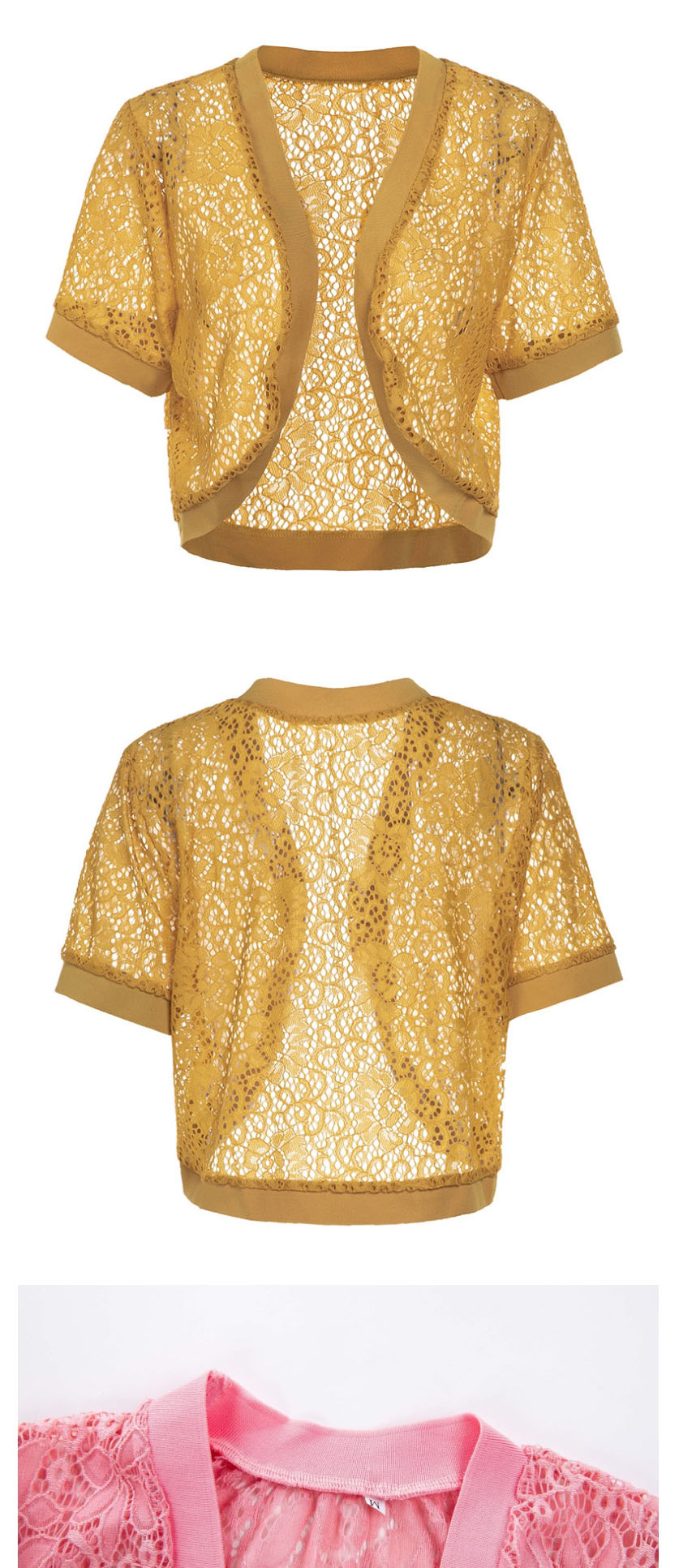 Fashion Yellow Lace Silk Gauze Small Shawl,Sunscreen Shirts