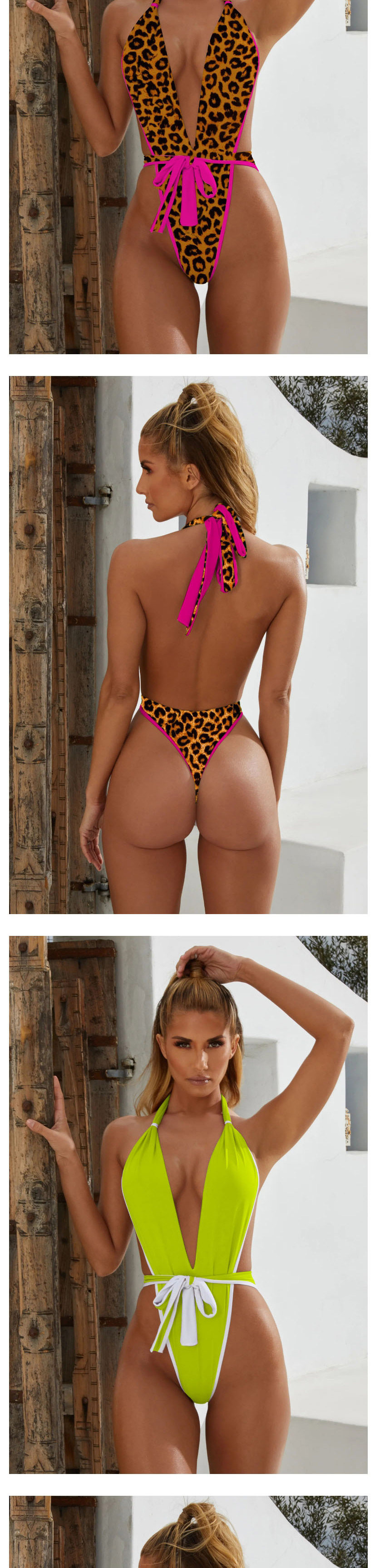 Fashion Leopard Bandage Pull-up One-piece Swimsuit,One Pieces