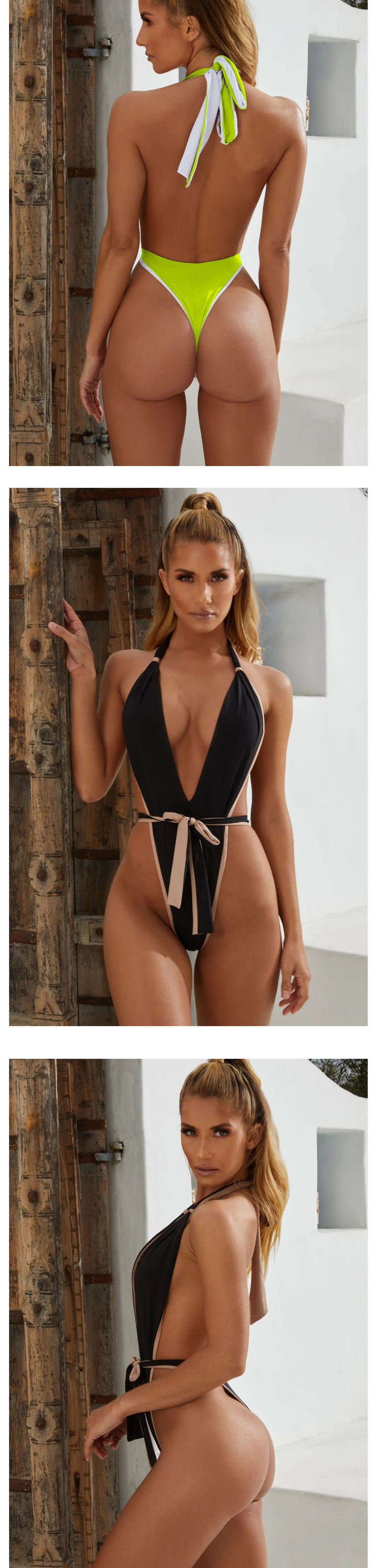 Fashion Watermelon Red Bandage Pull-up One-piece Swimsuit,One Pieces