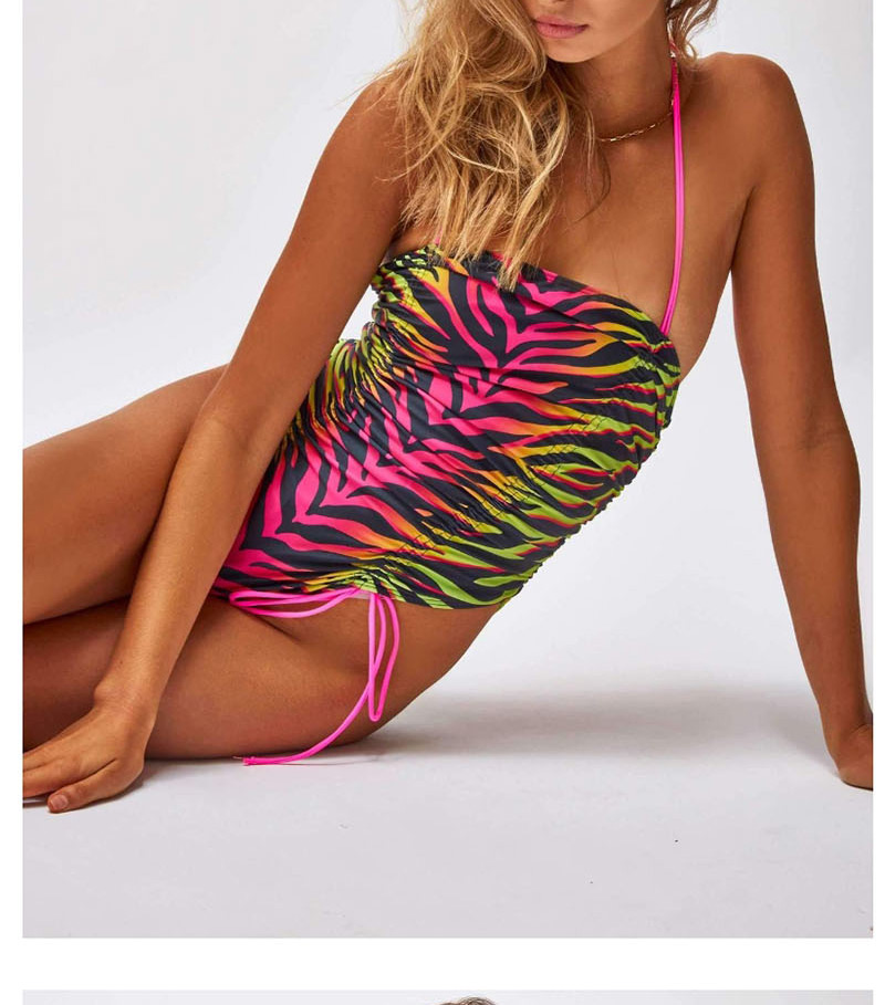 Fashion Gradient Bandage Drawstring One Piece Swimsuit,One Pieces