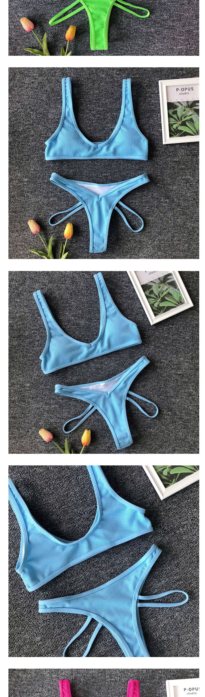 Fashion Orange Solid Color Bandage Split Swimsuit,Bikini Sets