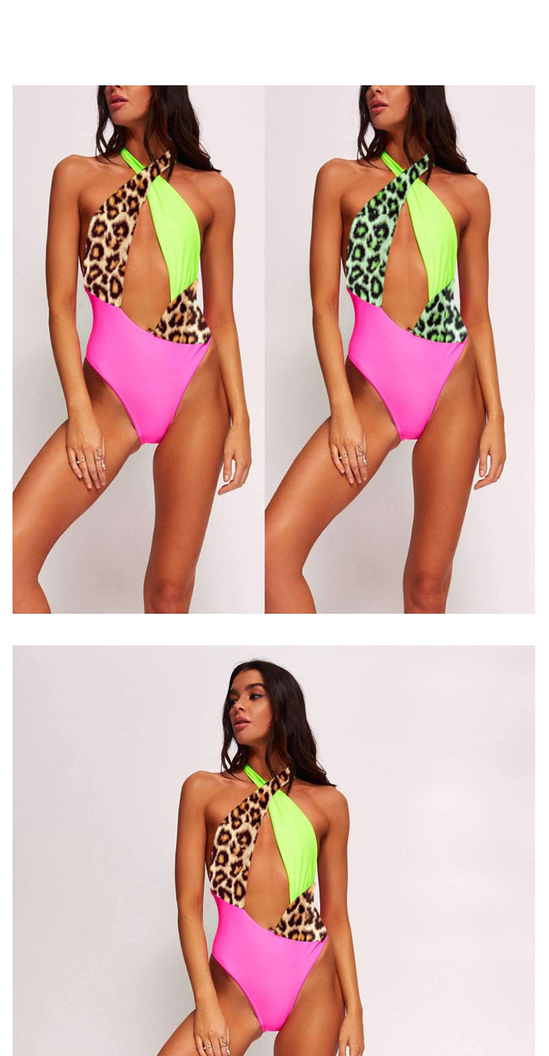 Fashion Yellow Leopard Bright Bandage One-piece Swimsuit,One Pieces