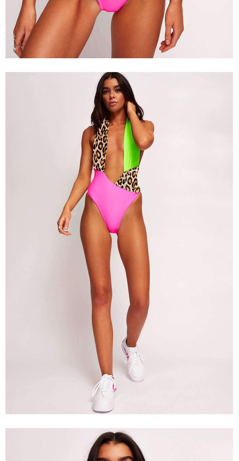Fashion Yellow Leopard Bright Bandage One-piece Swimsuit,One Pieces