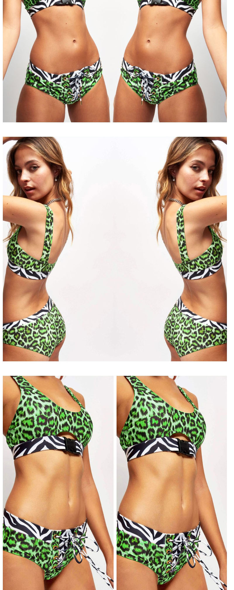 Fashion Powder Leopard Socket Swimsuit Split,Swimwear Sets