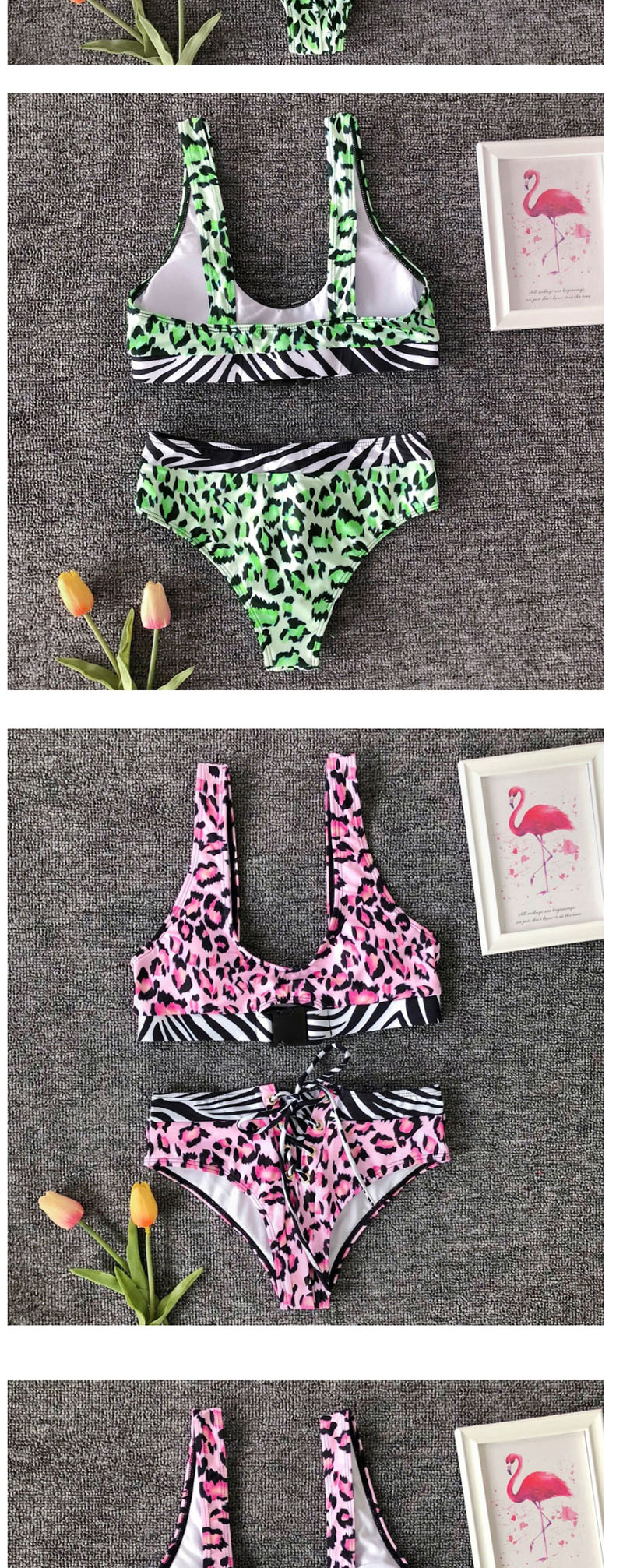 Fashion Powder Leopard Socket Swimsuit Split,Swimwear Sets