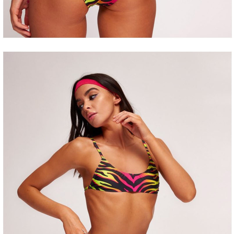 Fashion Gradient Tube Top Color Strips Split Swimsuit,Bikini Sets