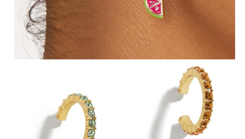 Fashion Color Alloy Geometric C-shaped Diamond Earrings 6 Sets,Hoop Earrings