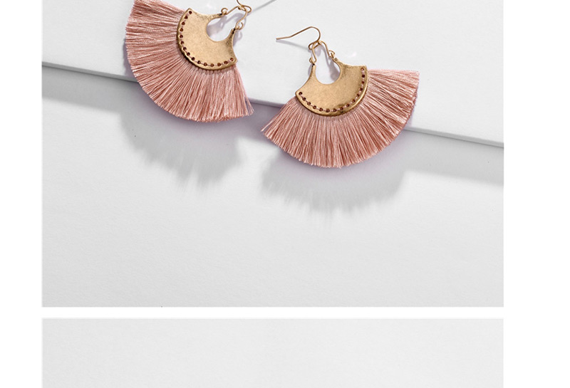 Fashion Pink Alloy Fan-shaped Line Ear Fringe Stitch Earrings,Drop Earrings