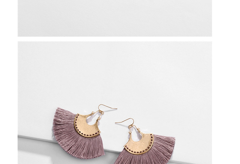 Fashion Pink Alloy Fan-shaped Line Ear Fringe Stitch Earrings,Drop Earrings