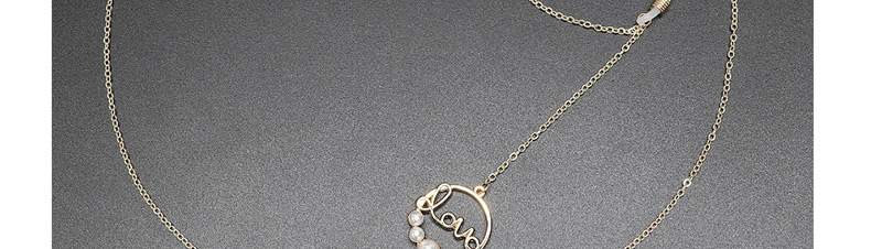 Fashion Gold Non-slip Metal Round Letters Love Pearl Glasses Chain,Sunglasses Chain