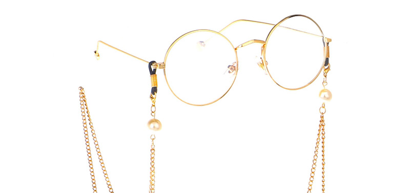 Fashion Gold Metal Round Large Frame Pearl Chain Glasses Chain,Sunglasses Chain