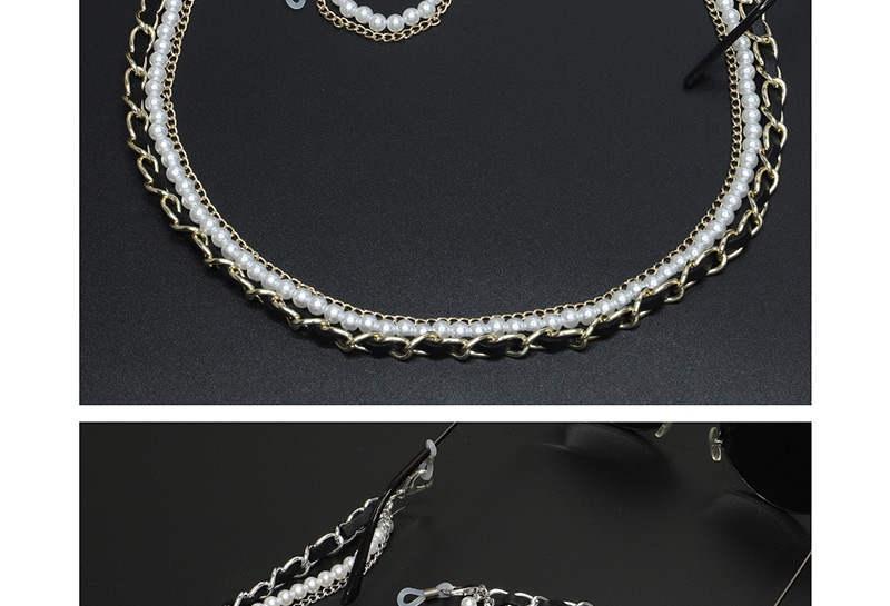 Fashion Silver Non-slip Metal Multilayer Tassel Pearl Glasses Chain,Sunglasses Chain