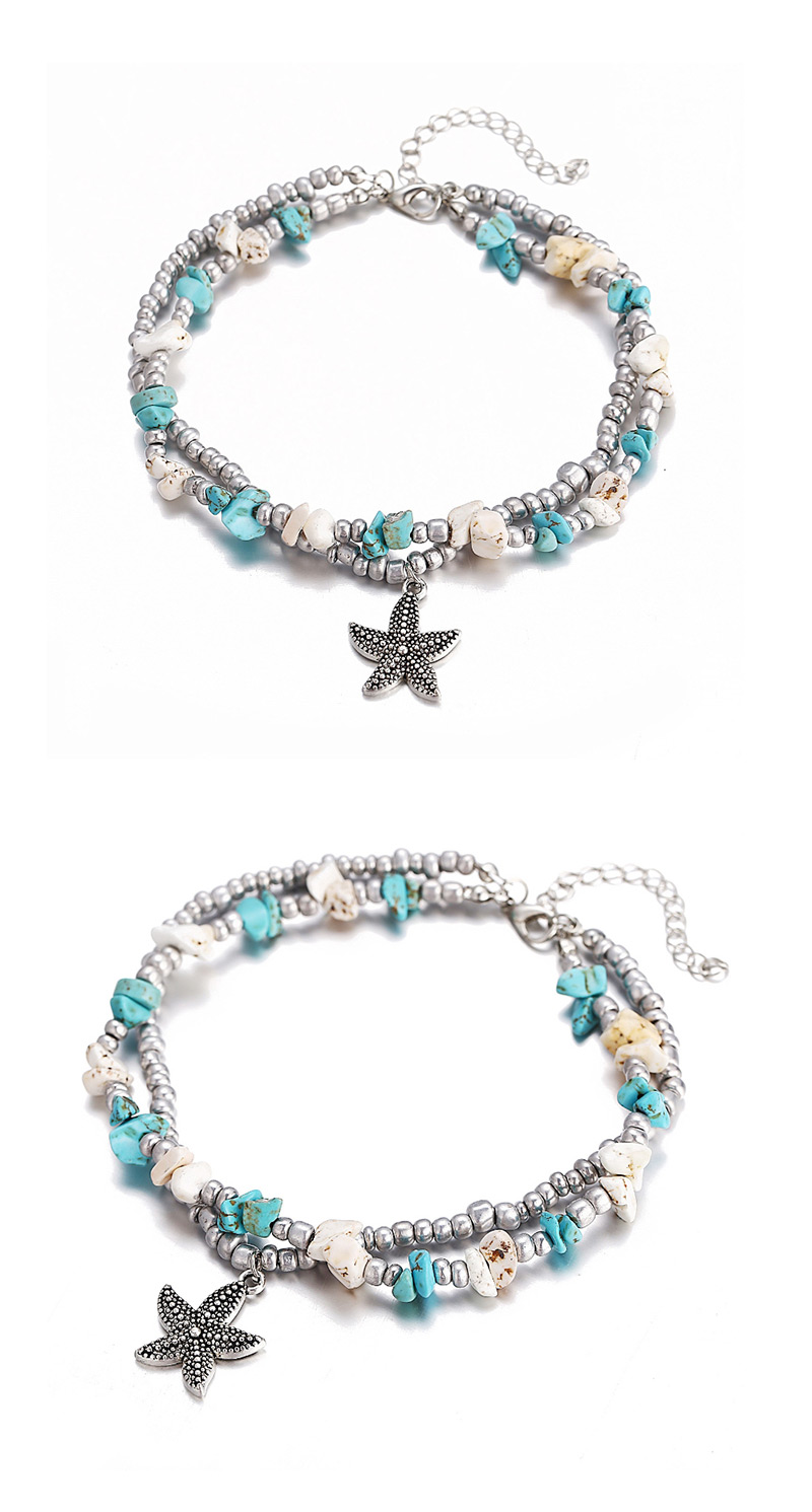 Fashion Wave Double-layer Conch Starfish Rice Bead Turtle Bracelet,Fashion Anklets