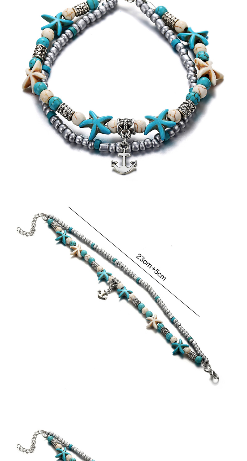 Fashion Elephant Double-layer Conch Starfish Rice Bead Turtle Anklet,Fashion Anklets