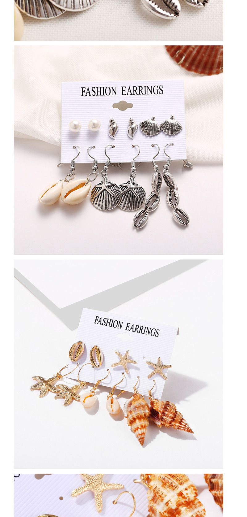 Fashion Gold Shell Natural Scallop Earring Set,Earrings set