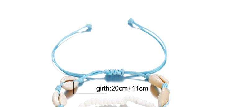 Fashion White Turtle Shell Beads Push-pull Anklet 2 Piece Set,Fashion Anklets