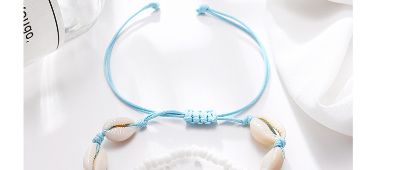 Fashion White Turtle Shell Beads Push-pull Anklet 2 Piece Set,Fashion Anklets