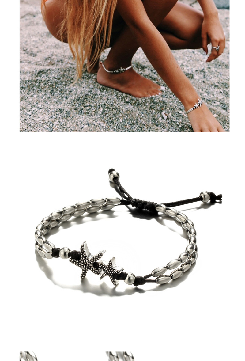Fashion Circle Silver Starfish Rune Om Anklet,Fashion Anklets
