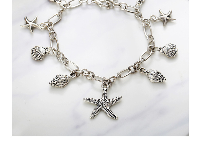 Fashion Silver Glossy Ocean Starfish Conch Anklet,Fashion Anklets