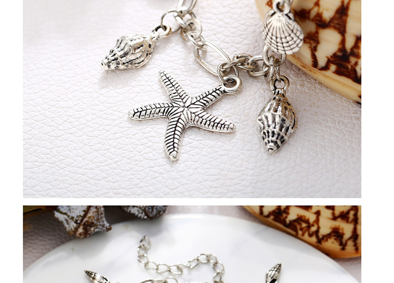 Fashion Silver Glossy Ocean Starfish Conch Anklet,Fashion Anklets