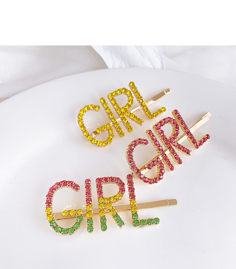Fashion Ab Color Alloy Diamond Letter Girl Hairpin,Hairpins