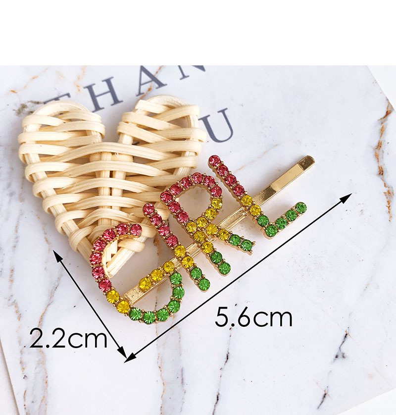 Fashion Champagne Alloy Diamond Letter Girl Hairpin,Hairpins