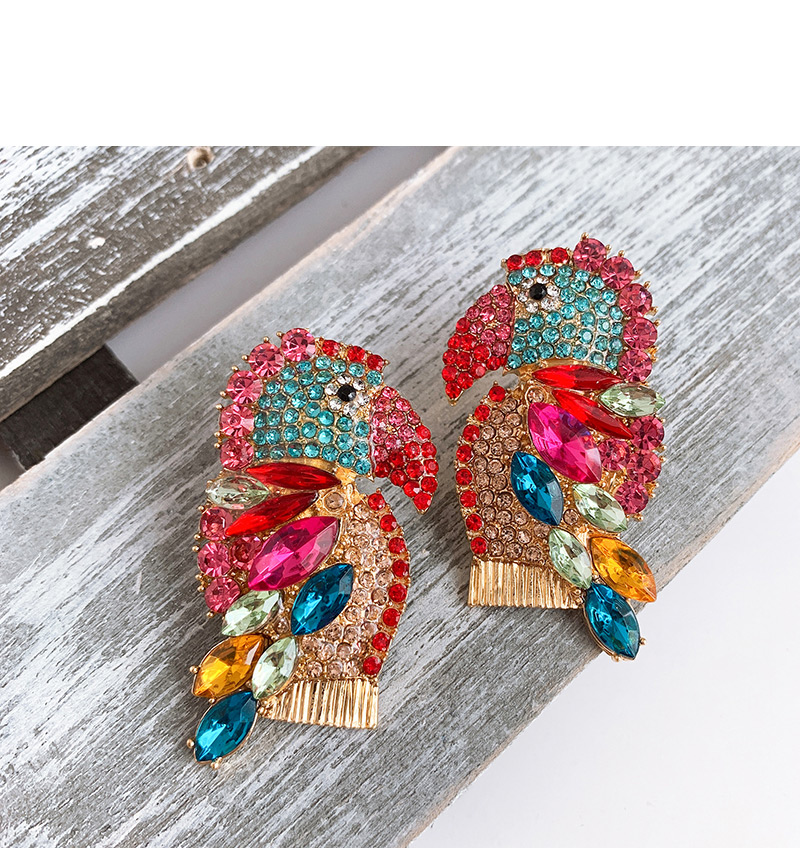 Fashion Blue Alloy-studded Woodpecker Stud Earrings,Drop Earrings