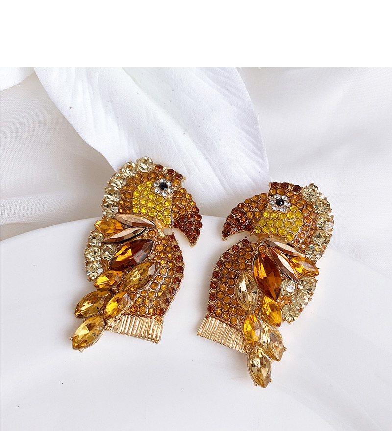 Fashion Champagne Alloy-studded Woodpecker Stud Earrings,Drop Earrings
