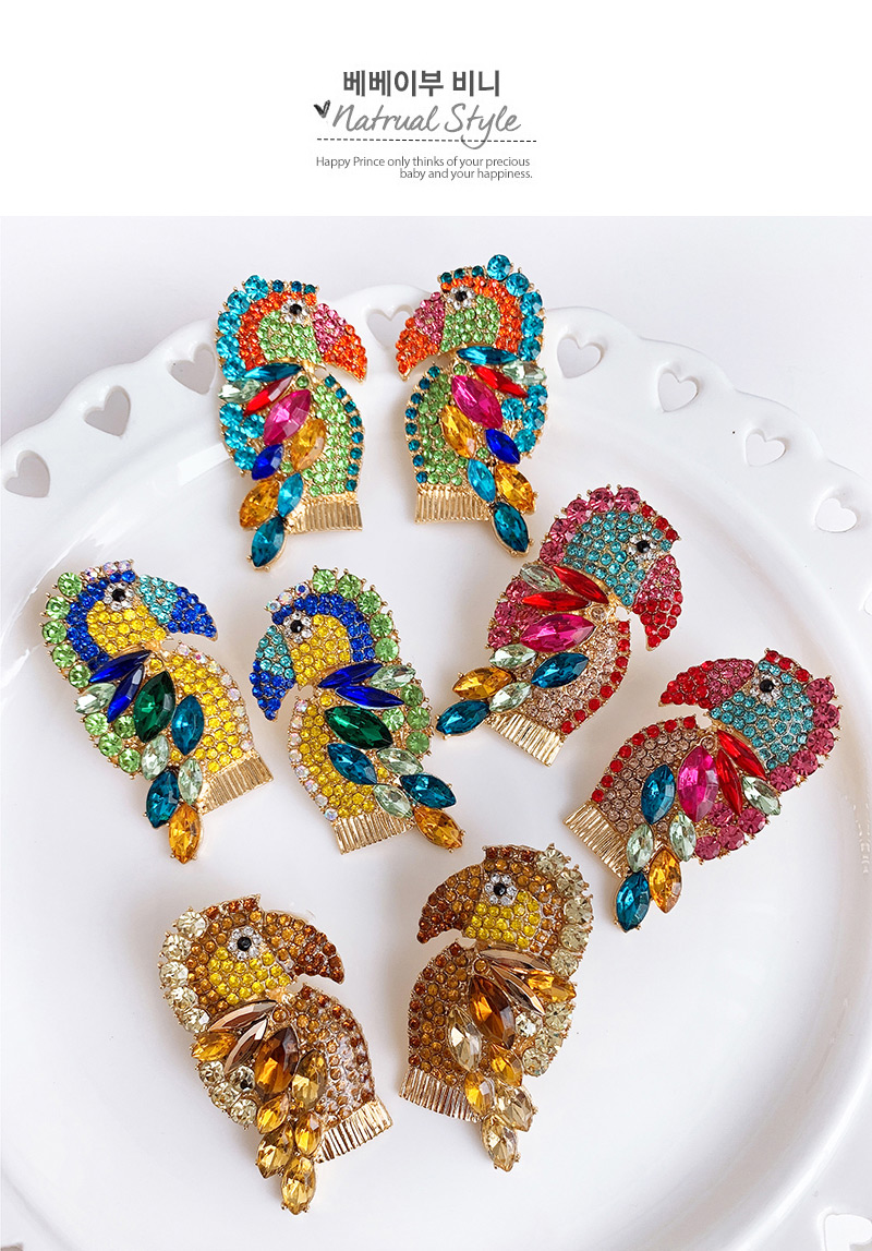 Fashion Champagne Alloy-studded Woodpecker Stud Earrings,Drop Earrings