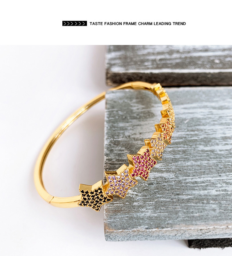 Fashion Gold Copper Inlaid Zircon Pentagram Bracelet,Bracelets