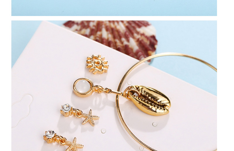 Fashion Gold Golden Bell Earrings Marine Starfish Eye Stud Earrings Three-piece Set,Stud Earrings