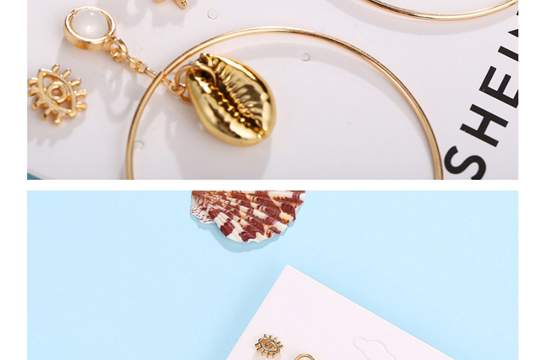 Fashion Gold Golden Bell Earrings Marine Starfish Eye Stud Earrings Three-piece Set,Stud Earrings