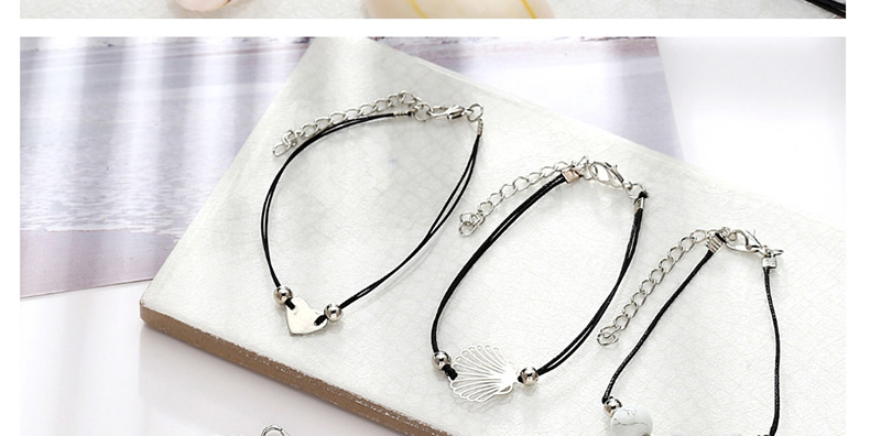 Fashion Silver Shell Love Bead Bracelet 5 Piece Set,Fashion Bracelets