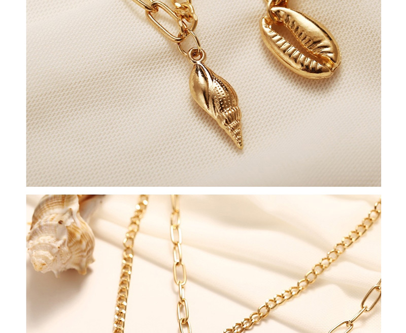 Fashion Gold Shell Conch Double Necklace,Multi Strand Necklaces