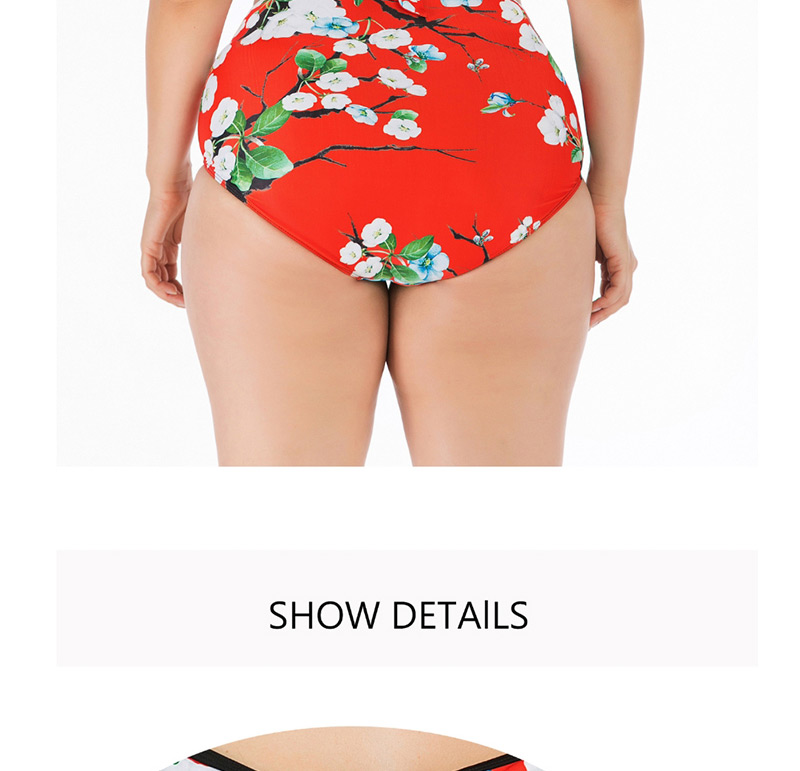 Fashion Red Big Cup Swimsuit,Swimwear Plus Size