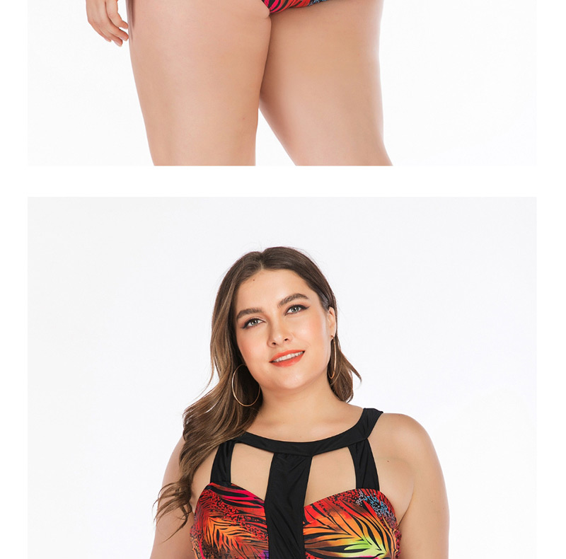 Fashion Red Large Cup One-piece Swimsuit,Swimwear Plus Size