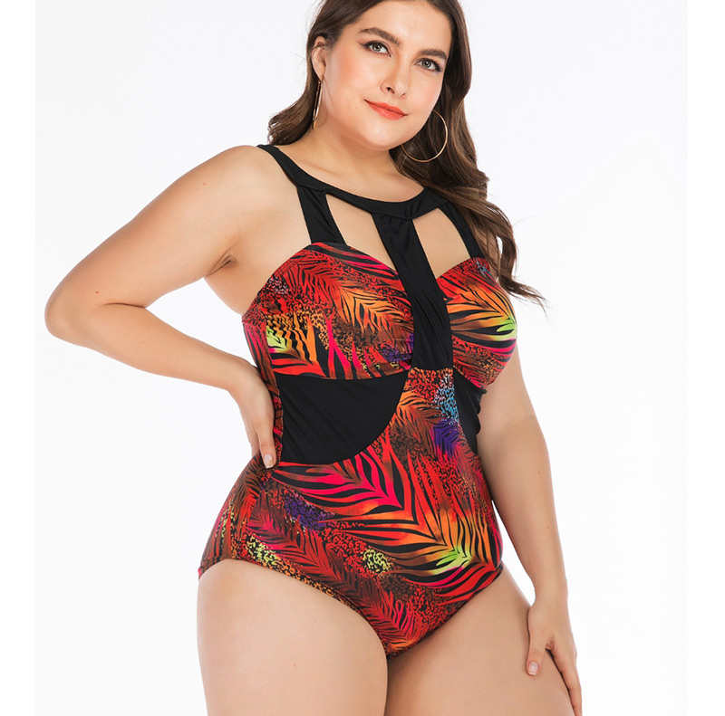 Fashion Red Large Cup One-piece Swimsuit,Swimwear Plus Size