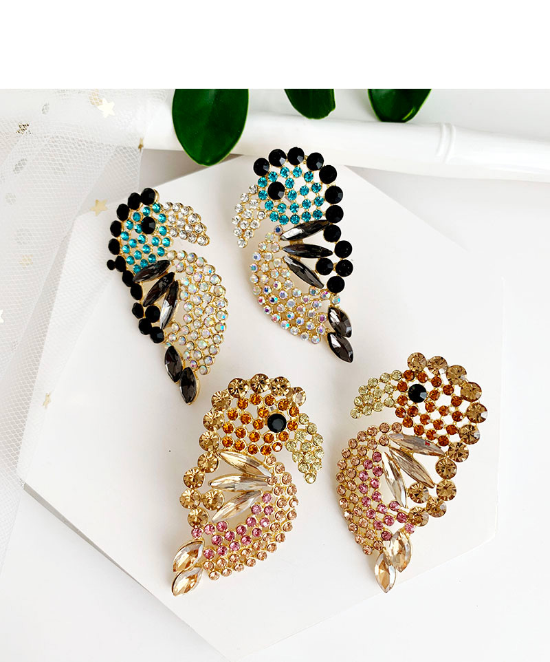 Fashion Champagne Alloy-studded Woodpecker Stud Earrings,Stud Earrings
