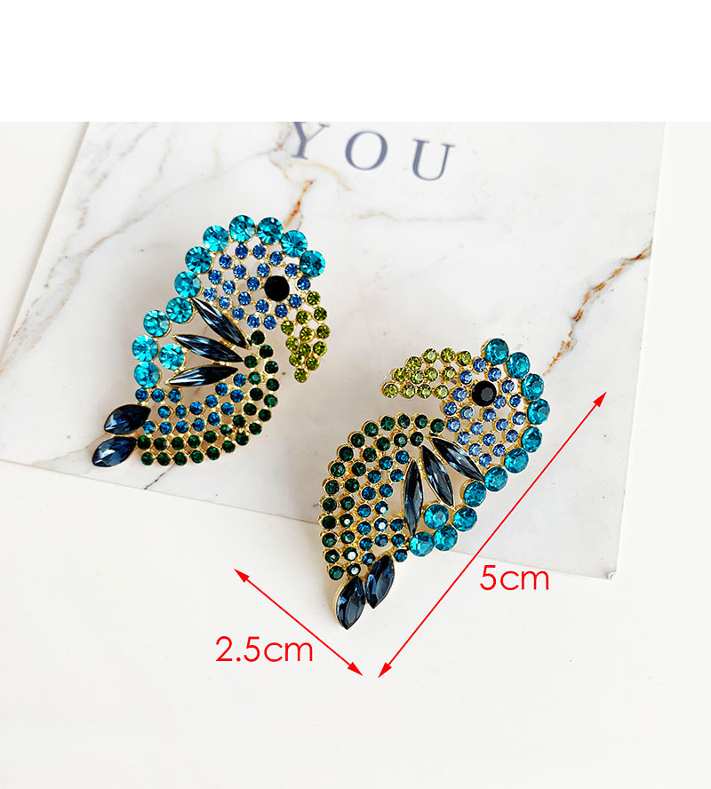 Fashion Blue Alloy-studded Woodpecker Stud Earrings,Stud Earrings