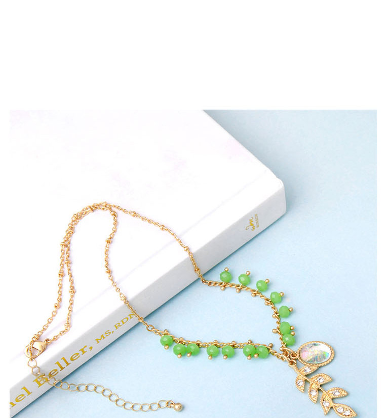 Fashion Gold Leaf Glass Beads Crystal Diamond Necklace,Pendants