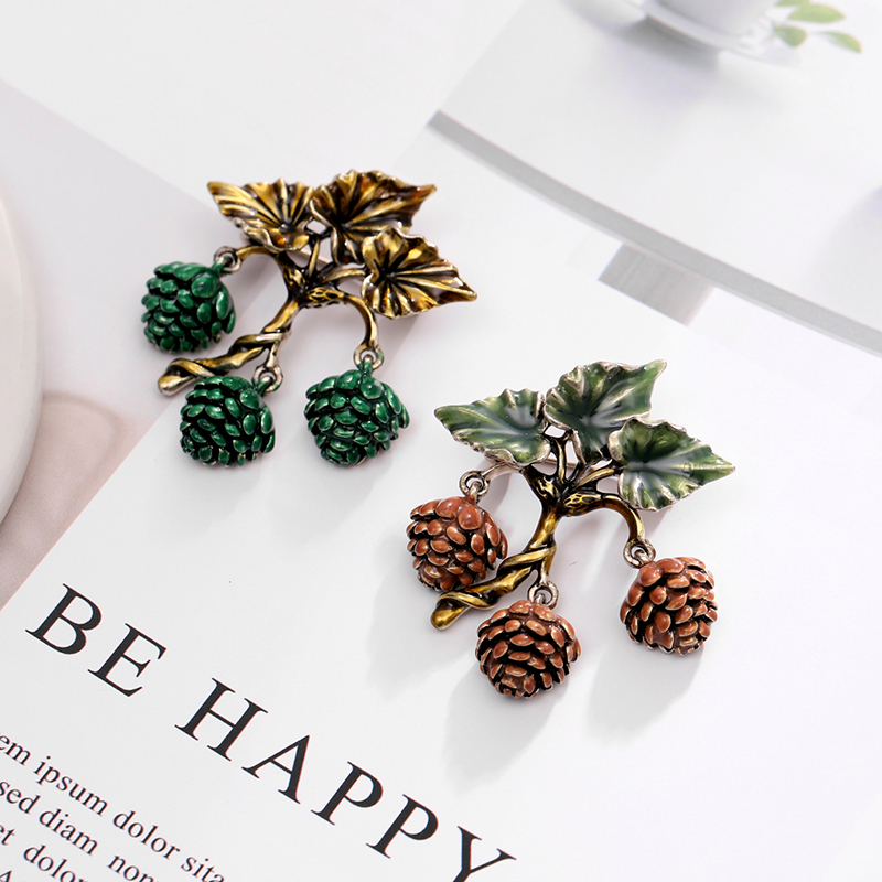 Fashion Red Alloy Drip Pine Cone Brooch,Korean Brooches