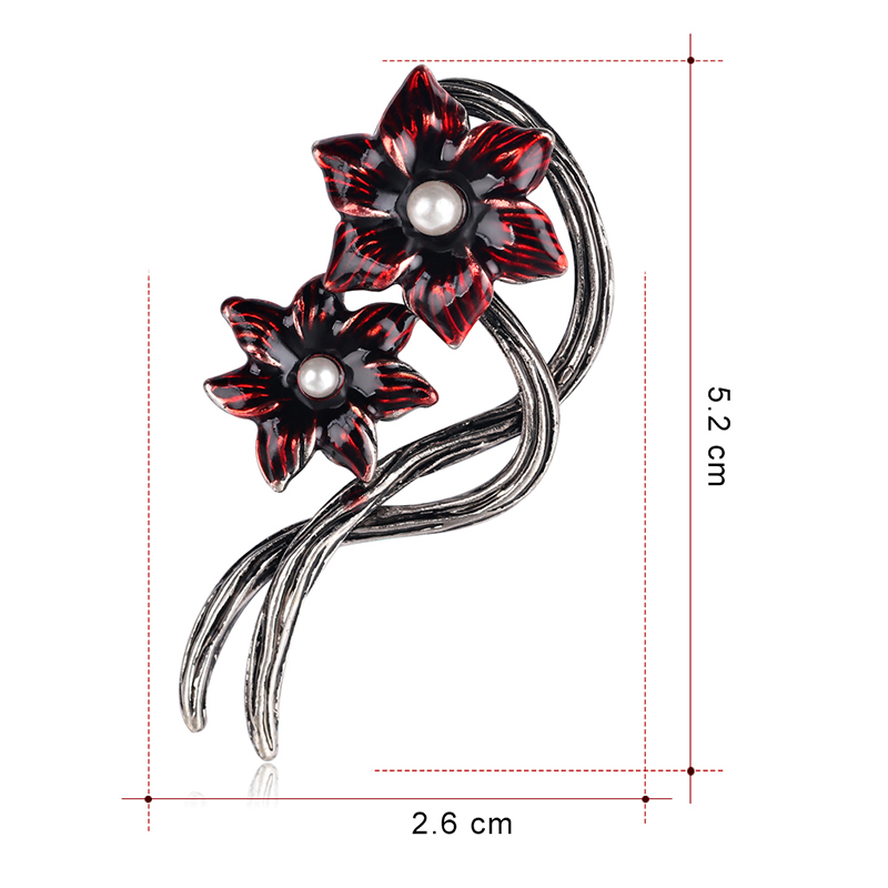 Fashion Red Alloy Drip Flower Brooch,Korean Brooches