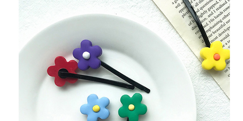 Fashion Blue Flower Soft Pottery Hairpin,Hairpins