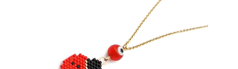 Fashion Red Seven-star Ladybug Beizhu Woven Color Necklace,Pendants